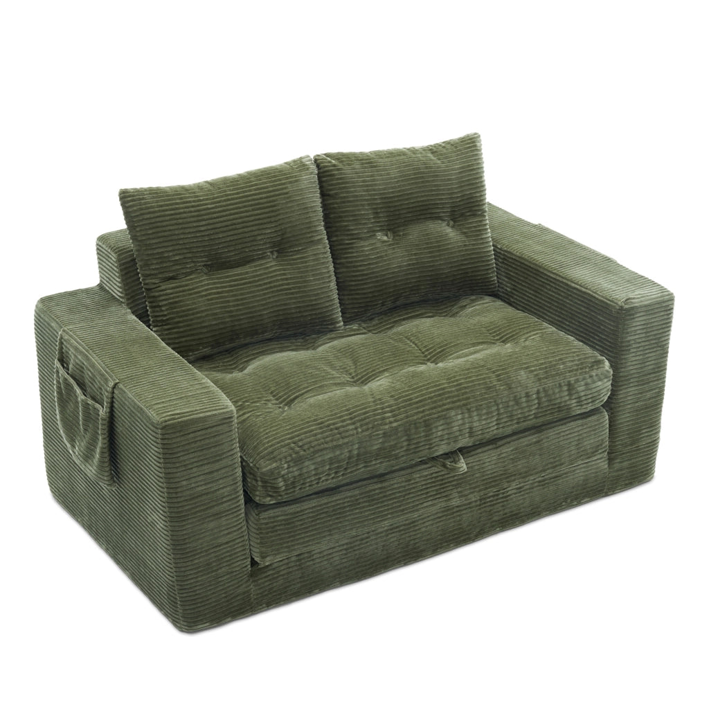 Divano 2 Posti con Braccioli Allargati e Tasche Laterali ¨C MINIMAL ¨C Verde