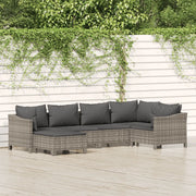 Set Divani da Giardino 6 pz con Cuscini in Polyrattan Grigio 3187291
