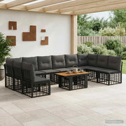 Set Divano da Giardino 11 pz Nero e Grigio scuro polyrattan 3437899