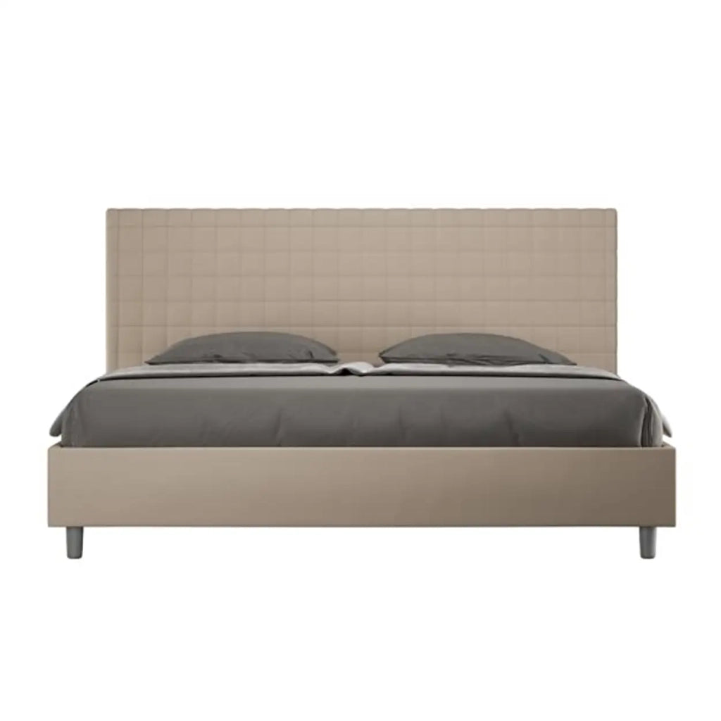Letto con rete imbottito 180x190 similpelle tortora Sunny