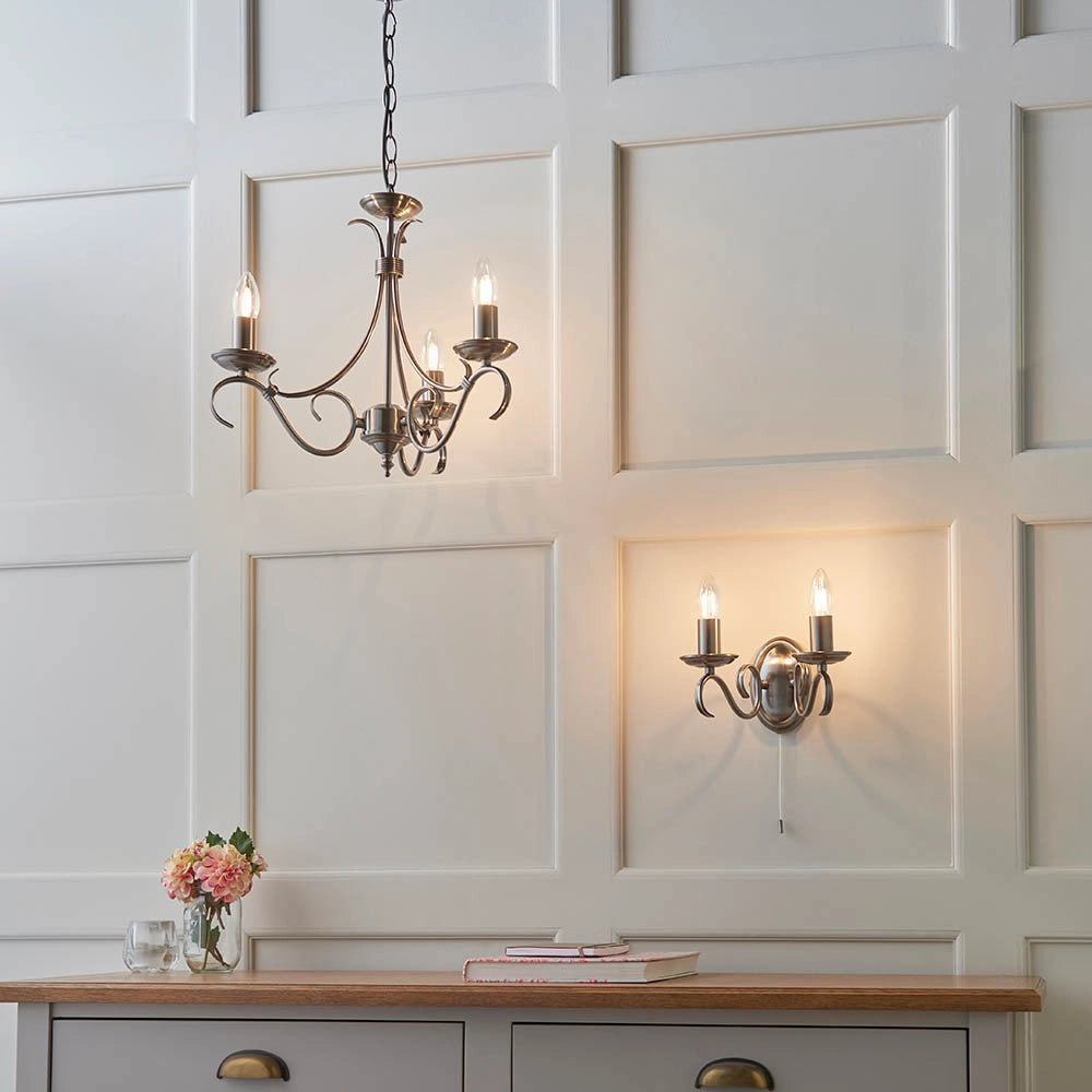 Lampadario Bernice ottone anticato 3xE14 dimmerabile Endon
