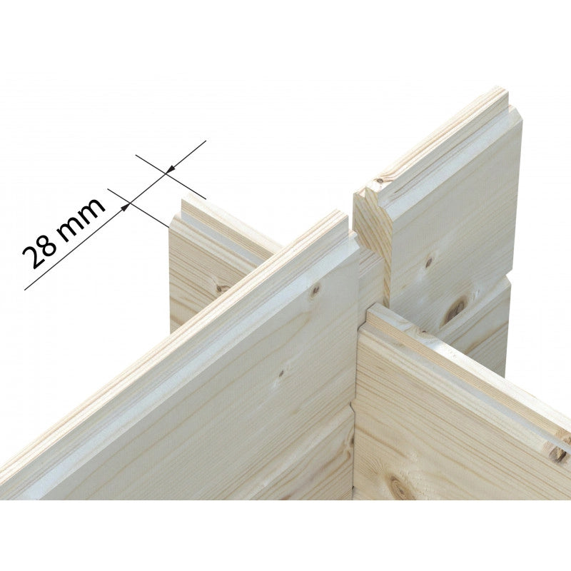 Casetta in legno da giardino 218x218 cm pareti 28 mm con pavimento incluso e porta con vetro, deposito attrezzi esterno - Esterni da Vivere
