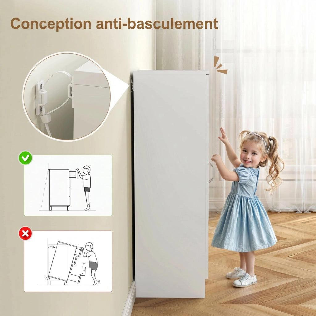 Scarpiera 14 paia con 6 ripiani regolabili e 2 ante ¨C Minimal ¨C Bianco