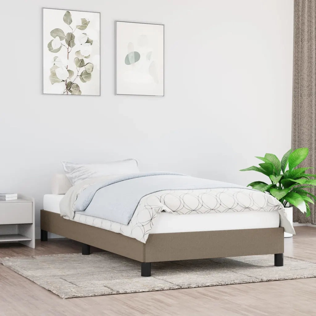 Letto singolo | Letto per adulti | Giroletto senza Materasso Tortora 90x200 cm Tessuto