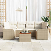 Set Divano da Giardino 7 pcs Beige e Crema polyrattan