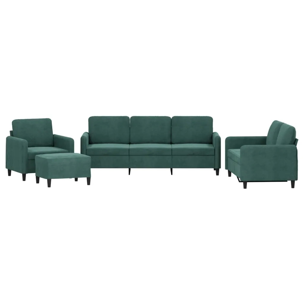 Set di Divani 4 pz Verde Scuro in Velluto 3201946