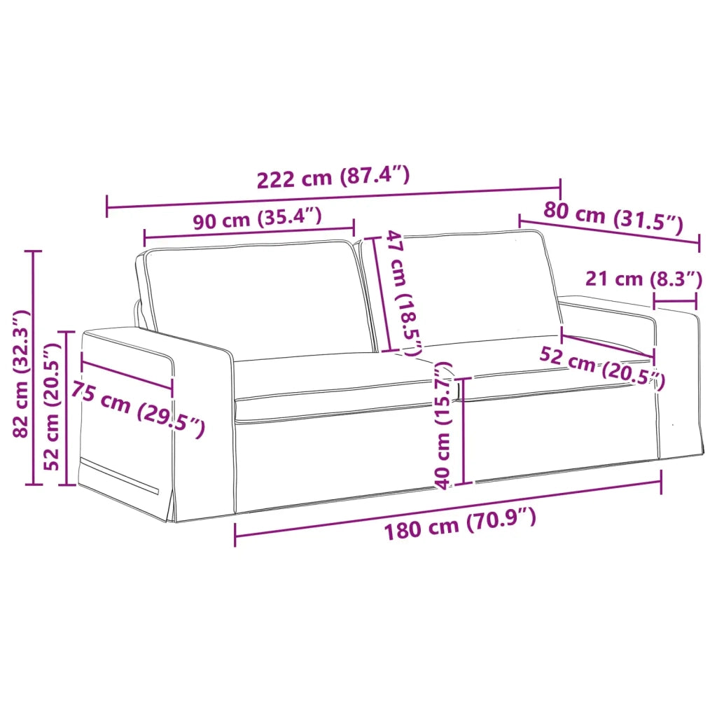 Set di divani 2 pcs Nero 222 x 80 x 82 cm Tessuto 3407590