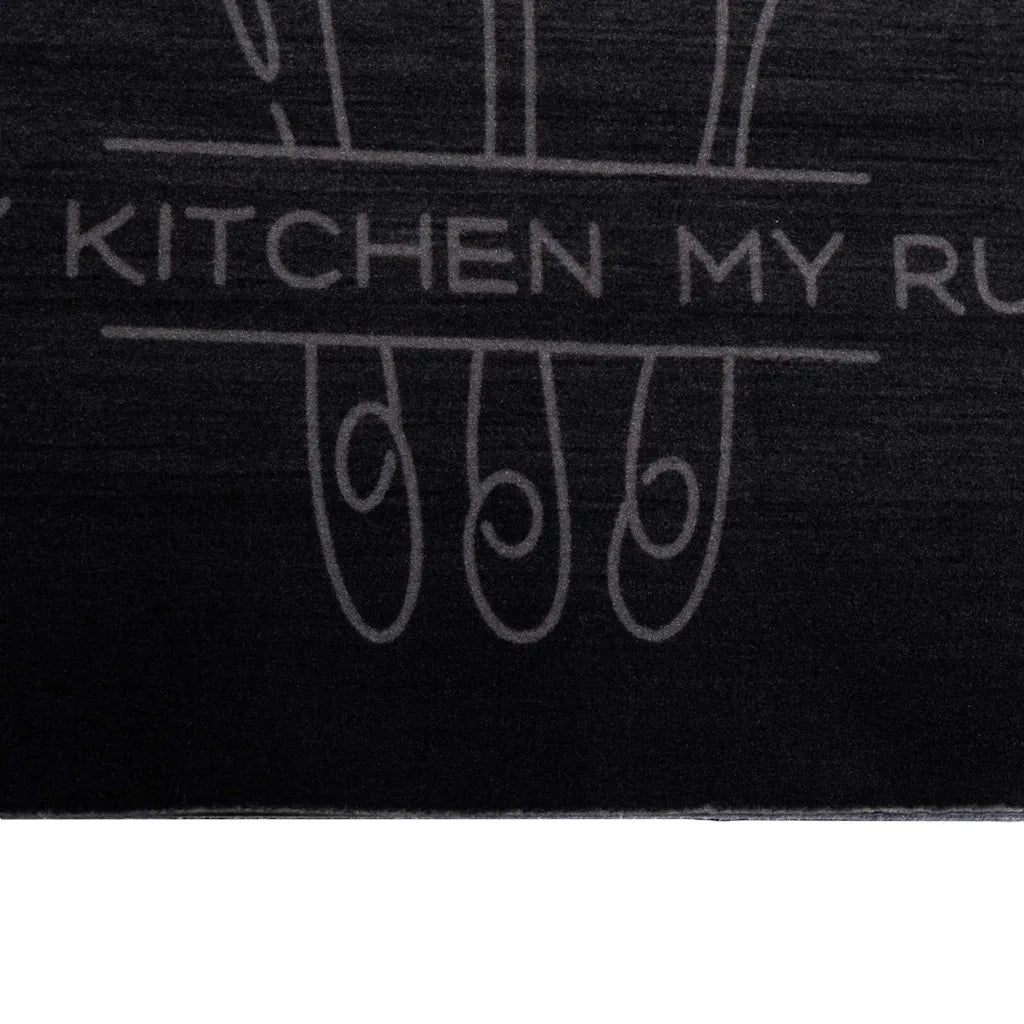 Tappeto da Cucina Posate Nero 180 x 60 cm Velluto 42013428