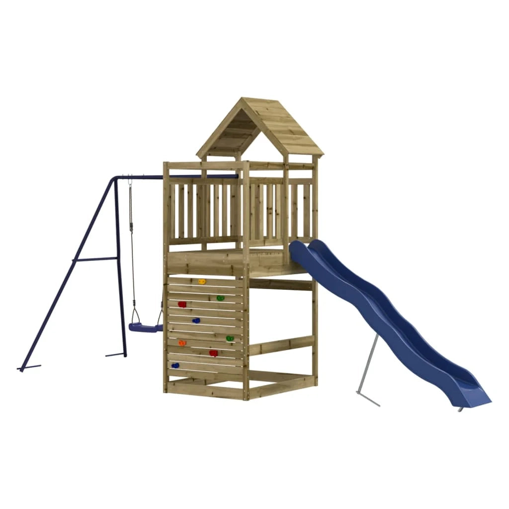 Altalene per parco giochi all'aperto scivolo altalene robuste giochi da giardino 454 x 199 x 249 cm legno di pino impregnato 02_0004753
