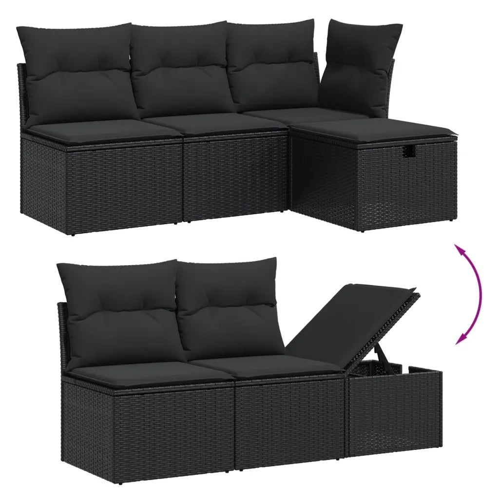 Set Divani da Giardino con Cuscini 7pz Nero Polyrattan 3264111