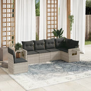 Set Divano da Giardino 6pz con Cuscini Grigio Chiaro Polyrattan 3252569