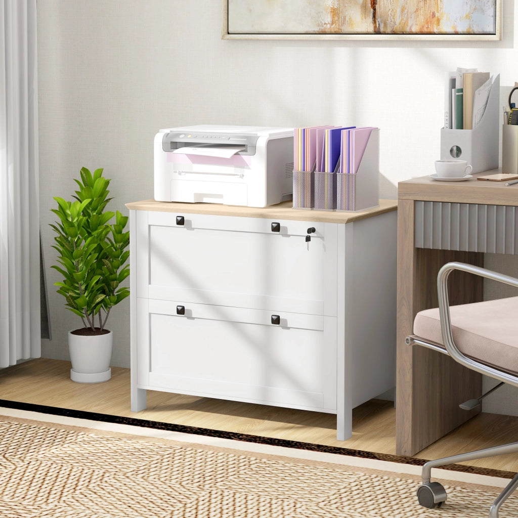 Cassettiera con 2 cassetti e appendiabiti ¨C Minimal ¨C 79x40x72 cm bianco e rovere