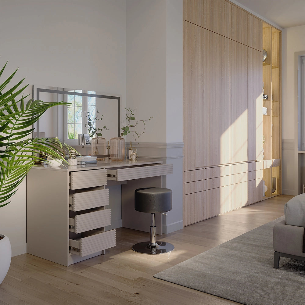 Vicco Tavolo da toilette Cachemire 120 cm con specchio LED e sgabello