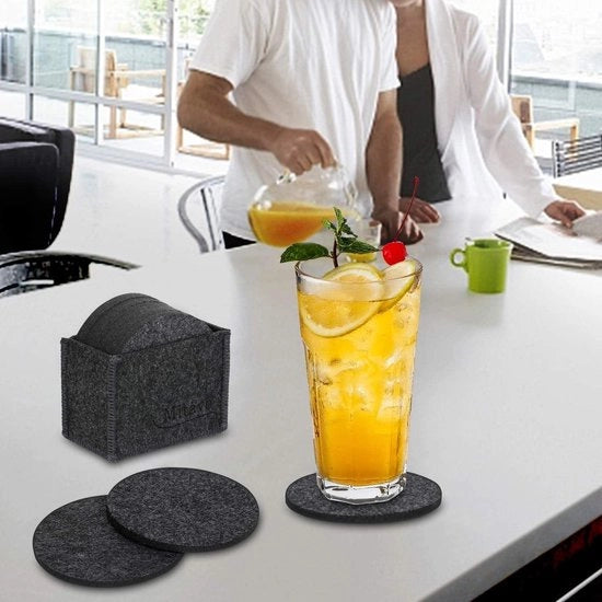 Set di sottopiani a rullo - 10 pezzi con scatola - grigio - per bicchieri