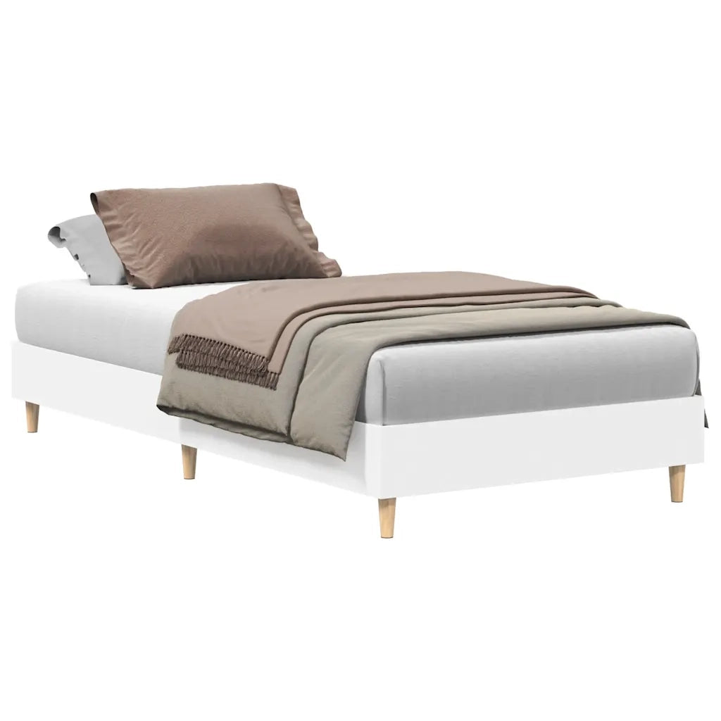 Letto singolo | Letto per adulti | Giroletto senza Materasso Bianco 90x200 cm in Legno Multistrato