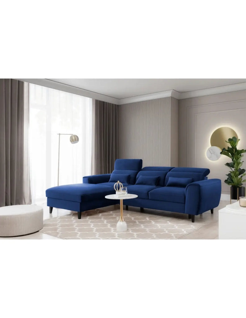 Divano ad angolo convertibile blu navy angolo sinistro 4 posti FABLE