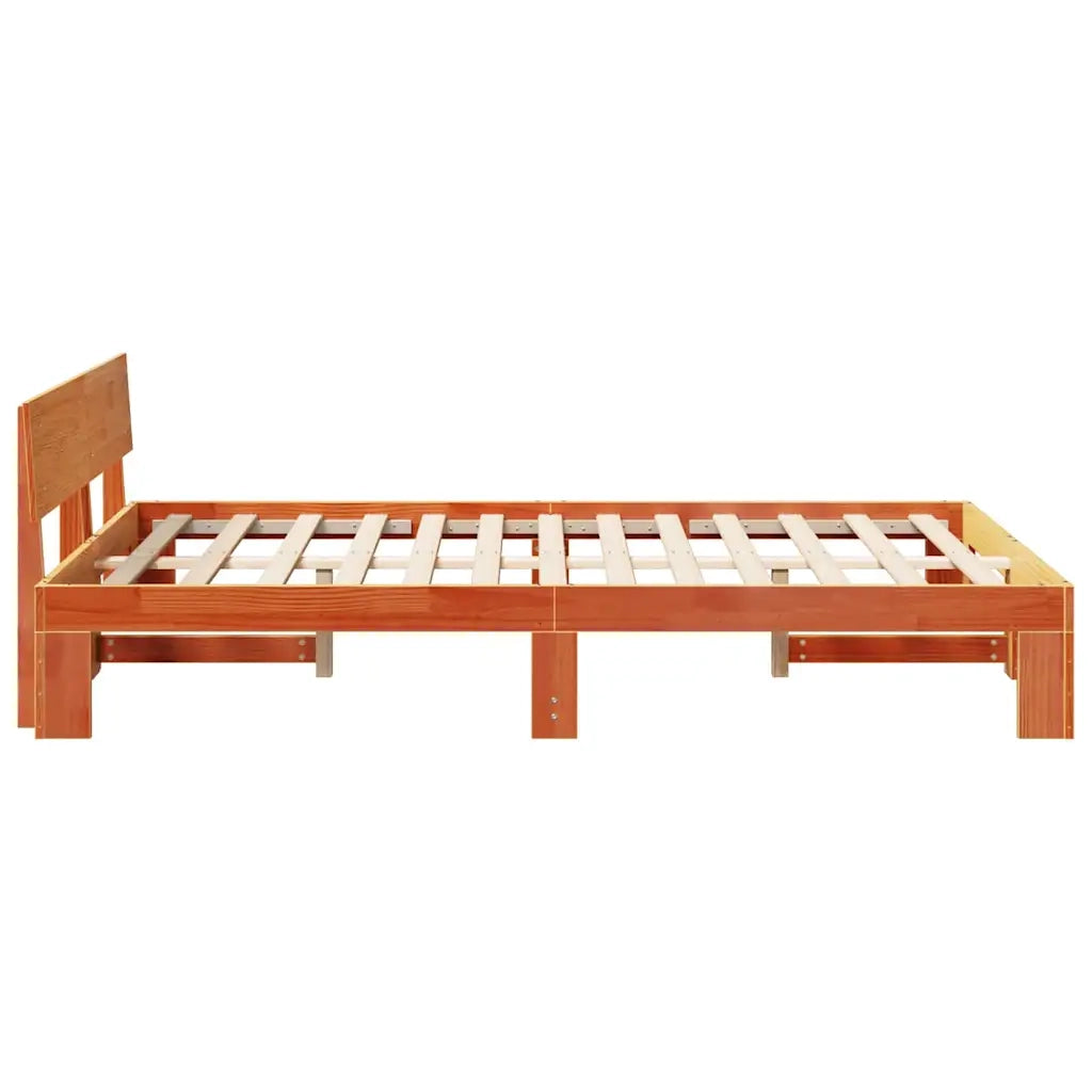 Letto matrimoniale | Letto per adulti | Struttura del letto Marrone cerato 120 x 200 cm Pino massello