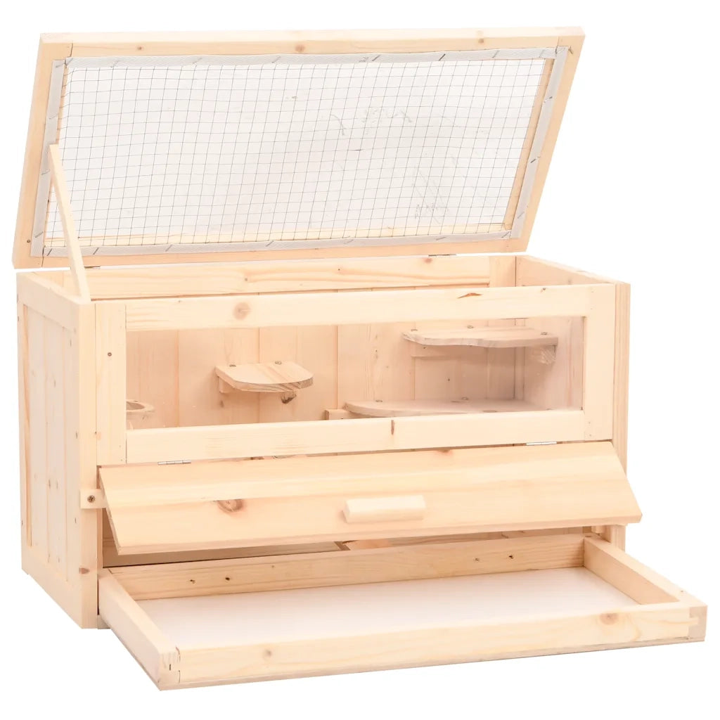 Gabbia per Criceti 60x30x35 cm in Legno Massello di Abete 172377