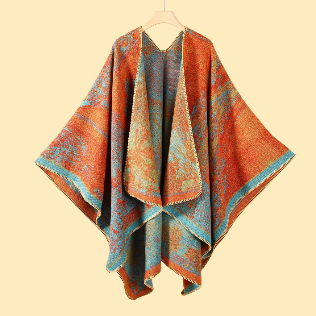 Sciarpa grande, semplice ma sofisticata, in stile etnico delle praterie, mantella, sciarpa in cashmere