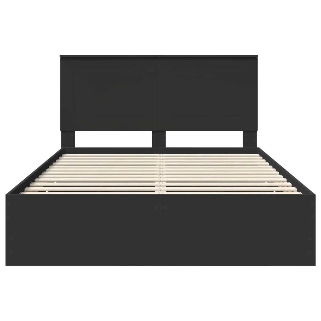 Letto matrimoniale | Letto per adulti | Struttura del letto Nero 160 x 200 cm Legno Ingegnerizzato