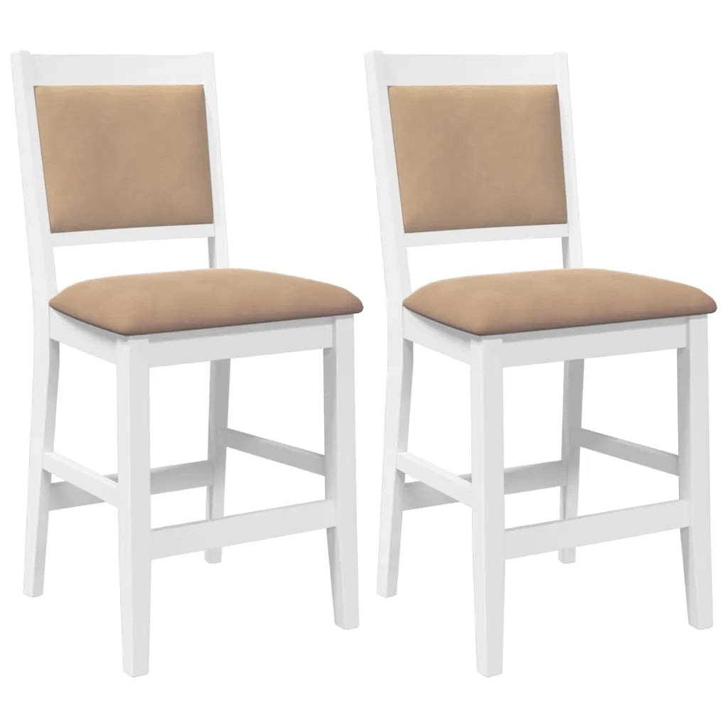 Sgabelli da Bar con Cuscini 2 pz Bianco Legno Massello di Hevea 4102567