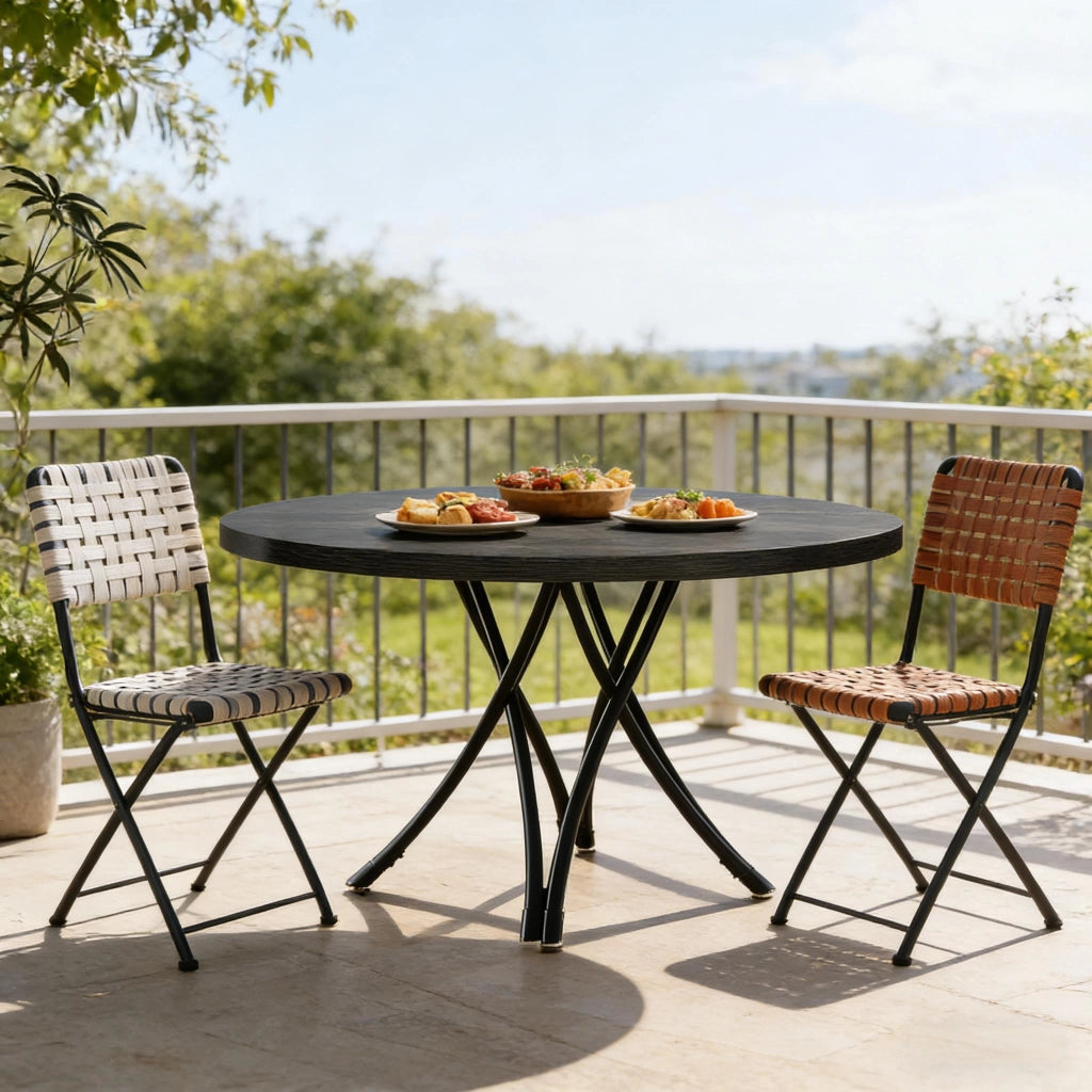 TAVOLO da pranzo rotondo 120 cm Nero Legno per 4-6 persone