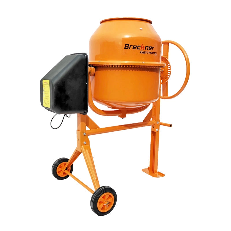 BETONIERA 450W, VOLUME 120L, PIGNONE E CORONA IN GHISA, 44KG, BETONIERA ELETTRICA 120 LITRI 450 WATT IMPASTATRICE MISCELATORE CEMENTO BRECKNER GERMANY