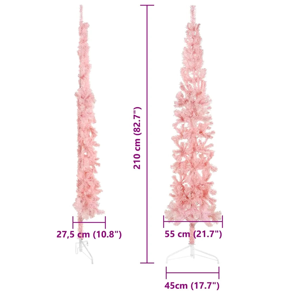 Albero Natale | Decorazioni natalizie Artificiale Sottile a Met¨¤ e Supporto Rosa 210 cm