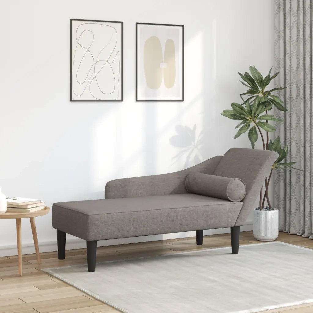 Chaise Longue con Cuscini Tortora in Tessuto CFW3529128
