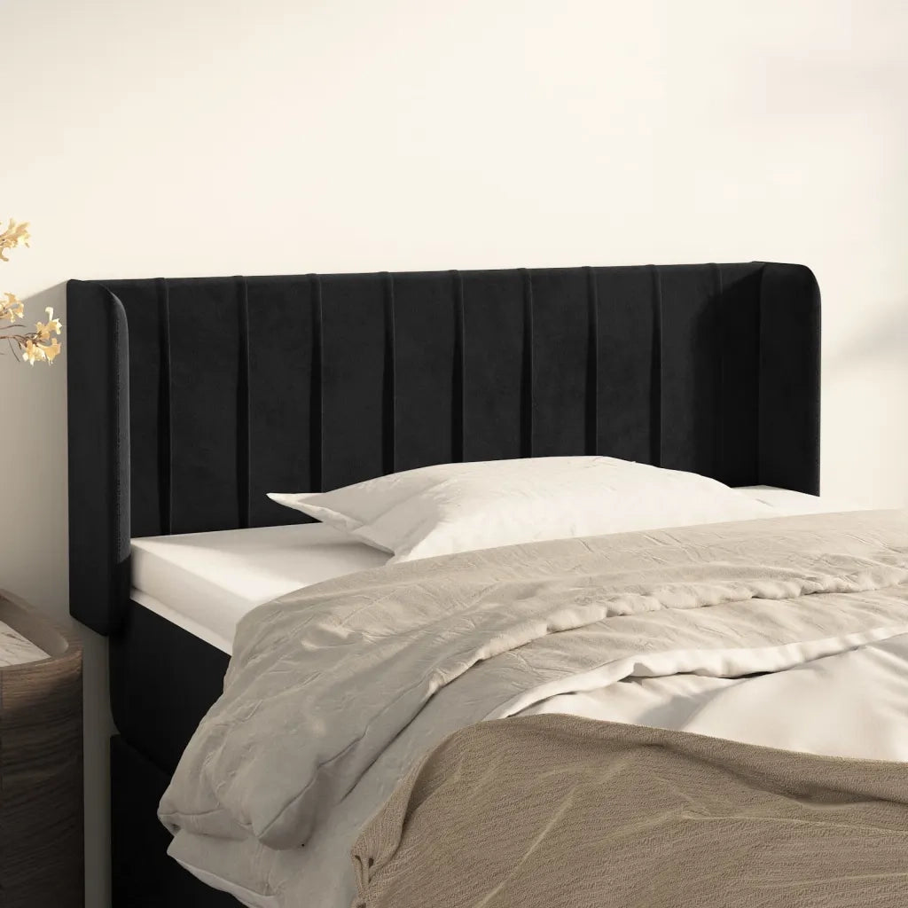 Testiera | Testata ad Orecchio Nera 83x16x78/88 cm in Velluto