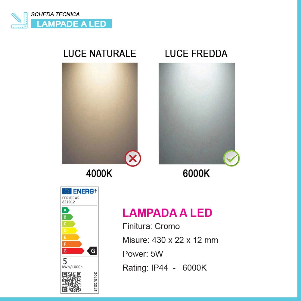 Specchio bagno rotondo con luce a led integrata da 60cm