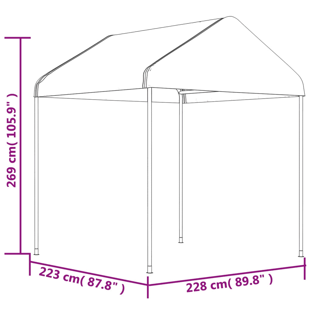 Gazebo con Tetto Bianco 8,92x2,28x2,69 m in Polietilene 3155504