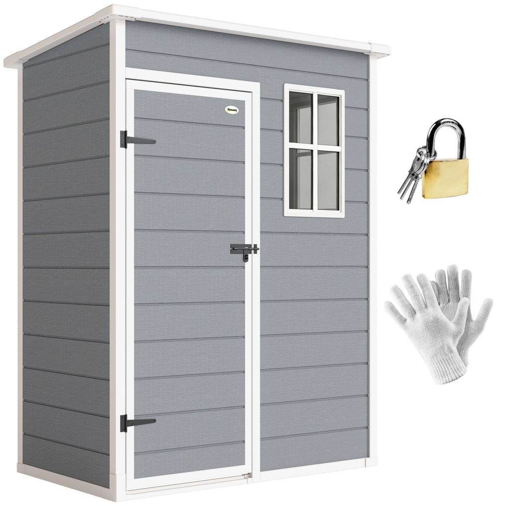Casetta da giardino ¨C zephmum ¨C 151x92x193 cm, grigio, plastica