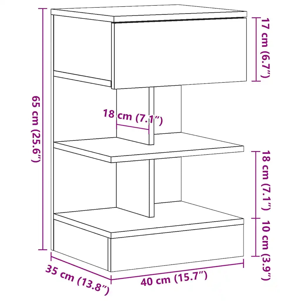 Comodini 2 pz in Legno Vecchio 40x35x65 cm in Legno Multistrato 856749