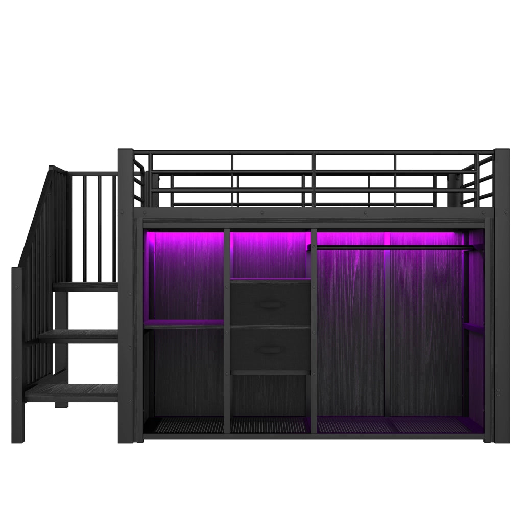Letto singolo 90x200 - Xylo - Nero, LED