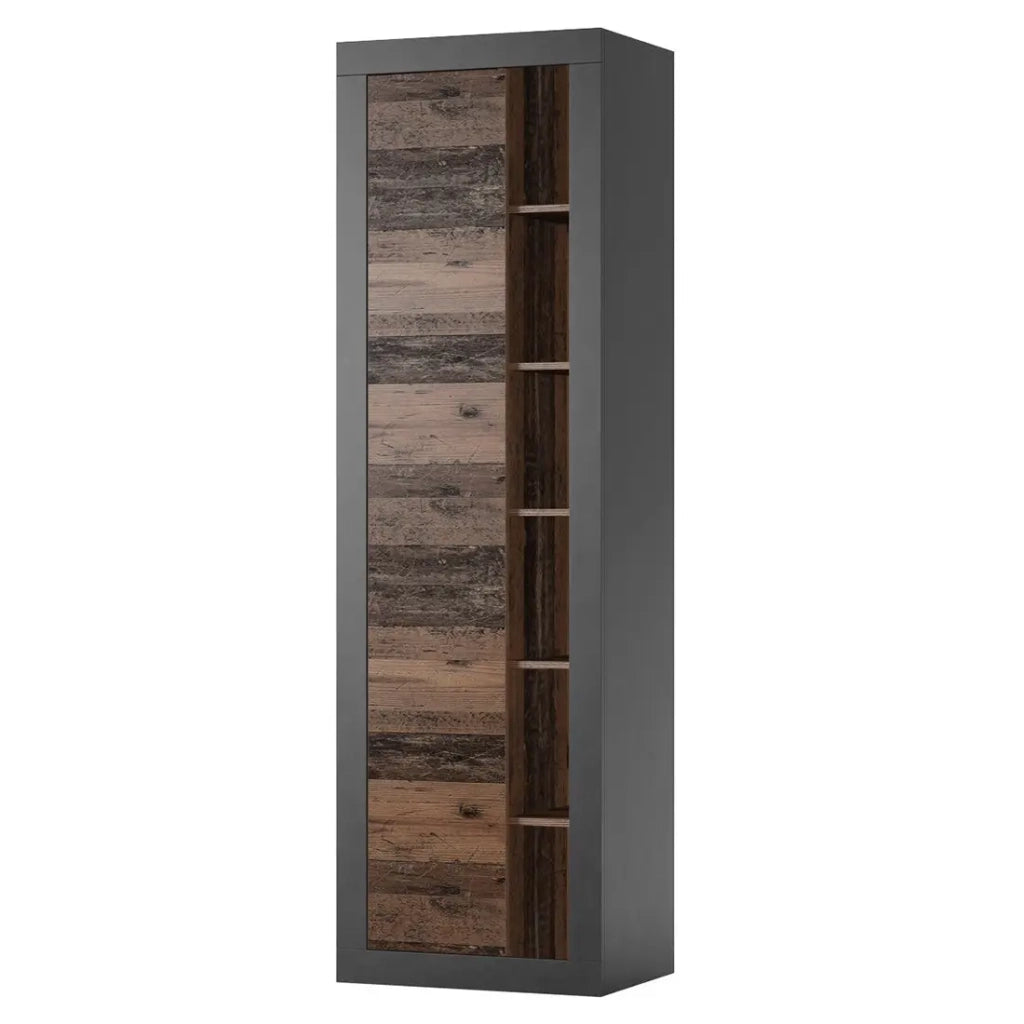 Libreria ONYXIA, colore quercia scura e nero opaco, 59,2 x 195,6 x 41,8 cm.