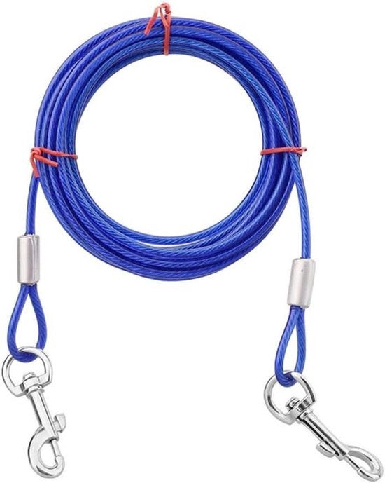 Cinturino per cani - Catena per cani - Duraturo - Nero - Accessorio per animali domestici - Adatto a tutte le razze di cani - Regolabile - Corda per cani - Materiale nylon - Lunghezza della corda 10 metri.
