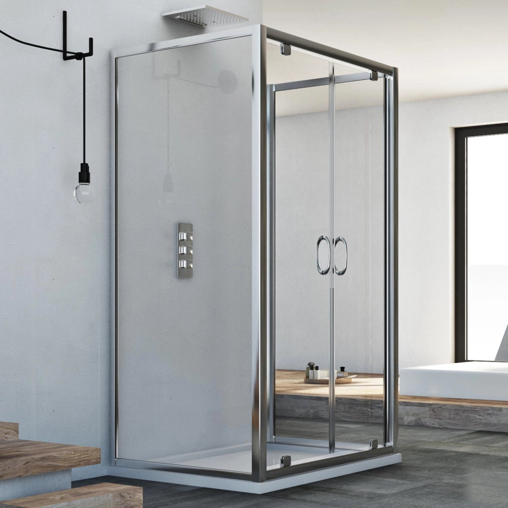 Box Doccia 3 lati 90x90x90 CM H185 trasparente mod. Sintesi Trio 2 Ante