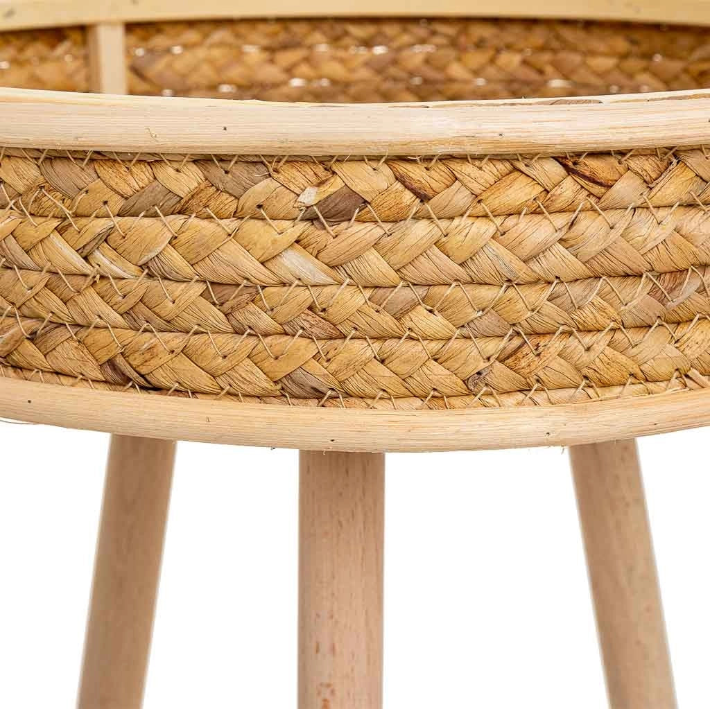 Set di 3 tavolini angolari in bambù e legno marrone