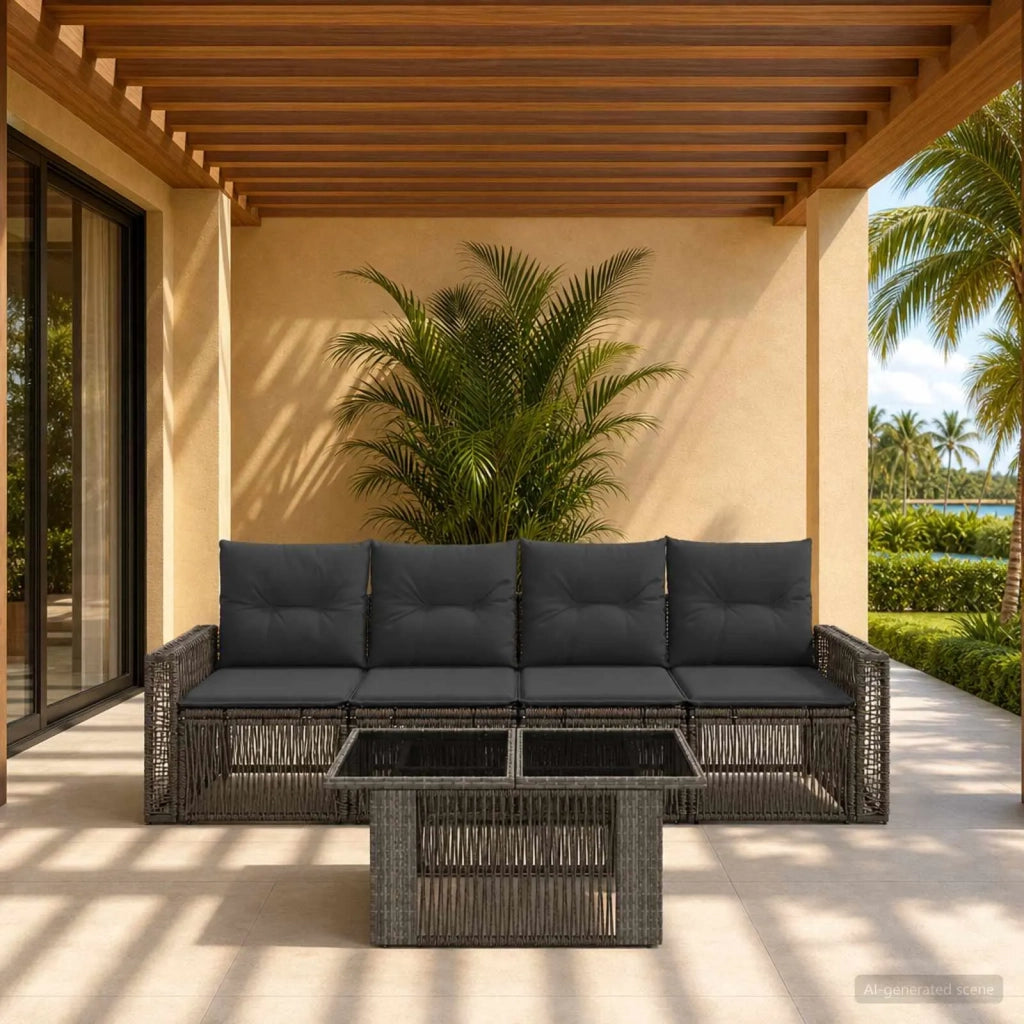 Set Divano da Giardino 5 pz Grigio e Grigio Scuro polyrattan 3436742