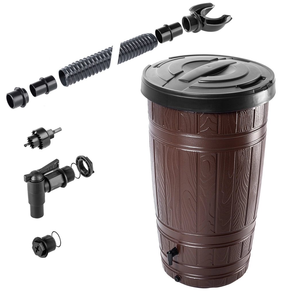 Serbatoio per acqua piovana KADAX da 265 litri con rubinetto e supporto.