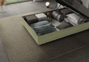 BS COM Letto una piazza e mezza contenitore imbottito 110x200 microfibra tè verde