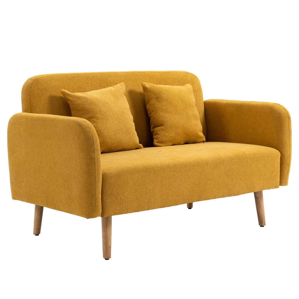 Divano 2 posti con 2 cuscini ¨C zephmum ¨C giallo, velluto, 130x70x80 cm