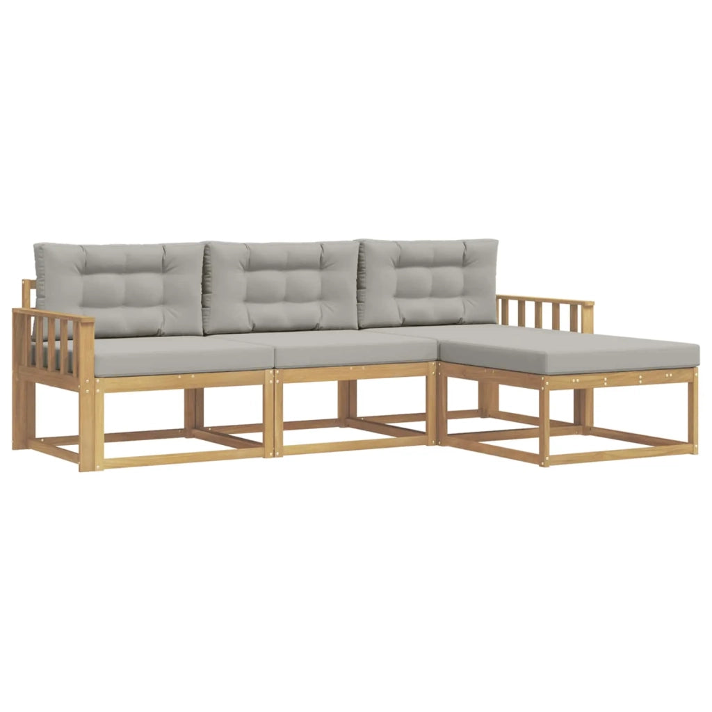 Set di divani da esterno 4 pz Bianco e Grigio Chiaro Poliestere 3386265