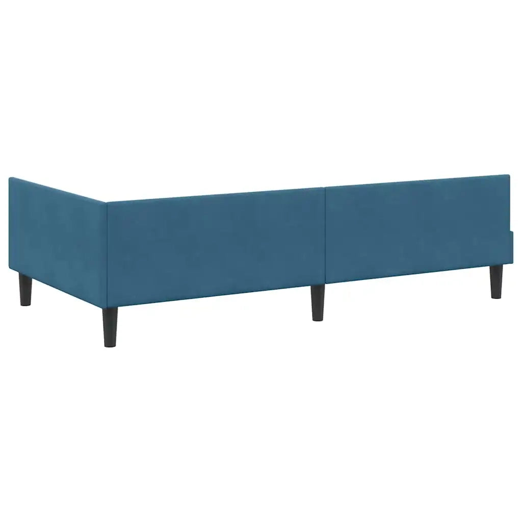 Letto singolo | Letto per adulti | Cornice del letto ad angolo Blu 100 cm x 200 cm Velluto