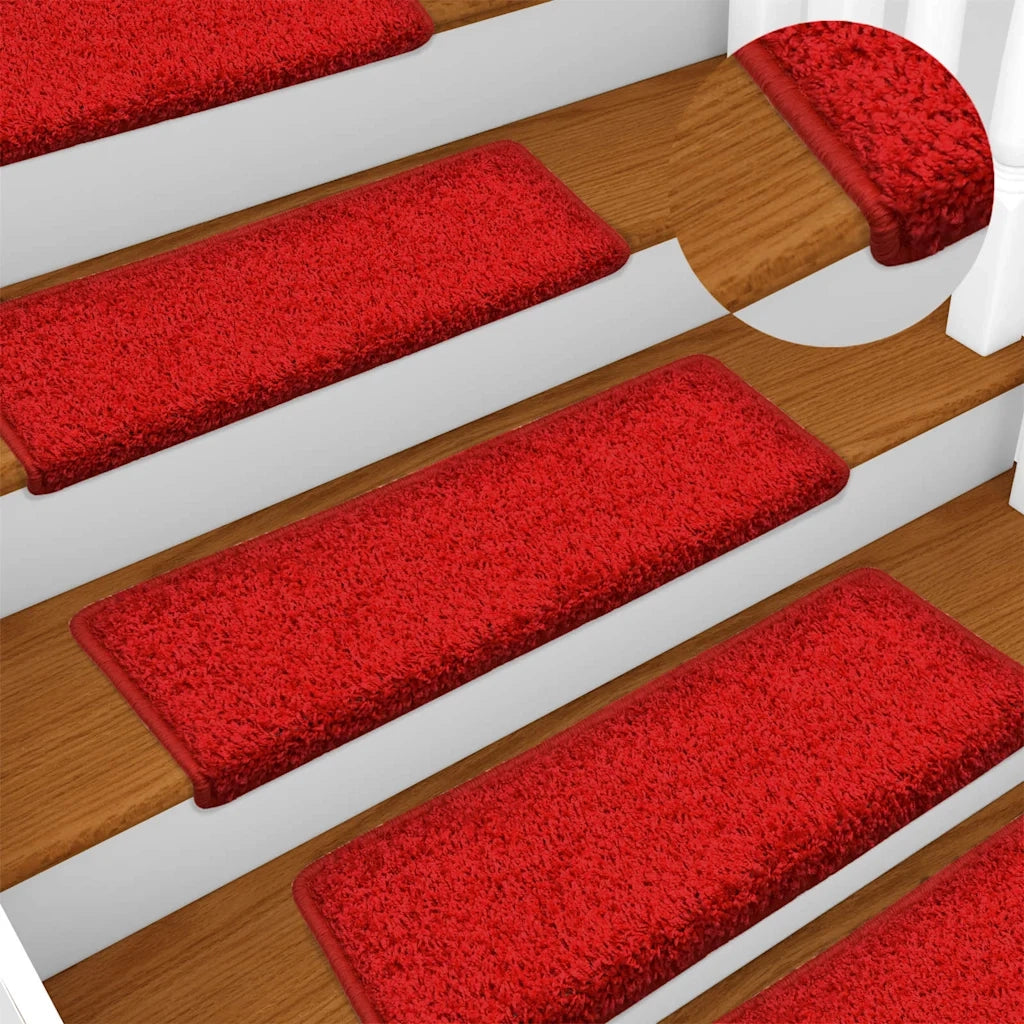 Tappetini per scale 30 pz | Gradini per Scale 65x21x4 cm Rosso Bordo rettangolare