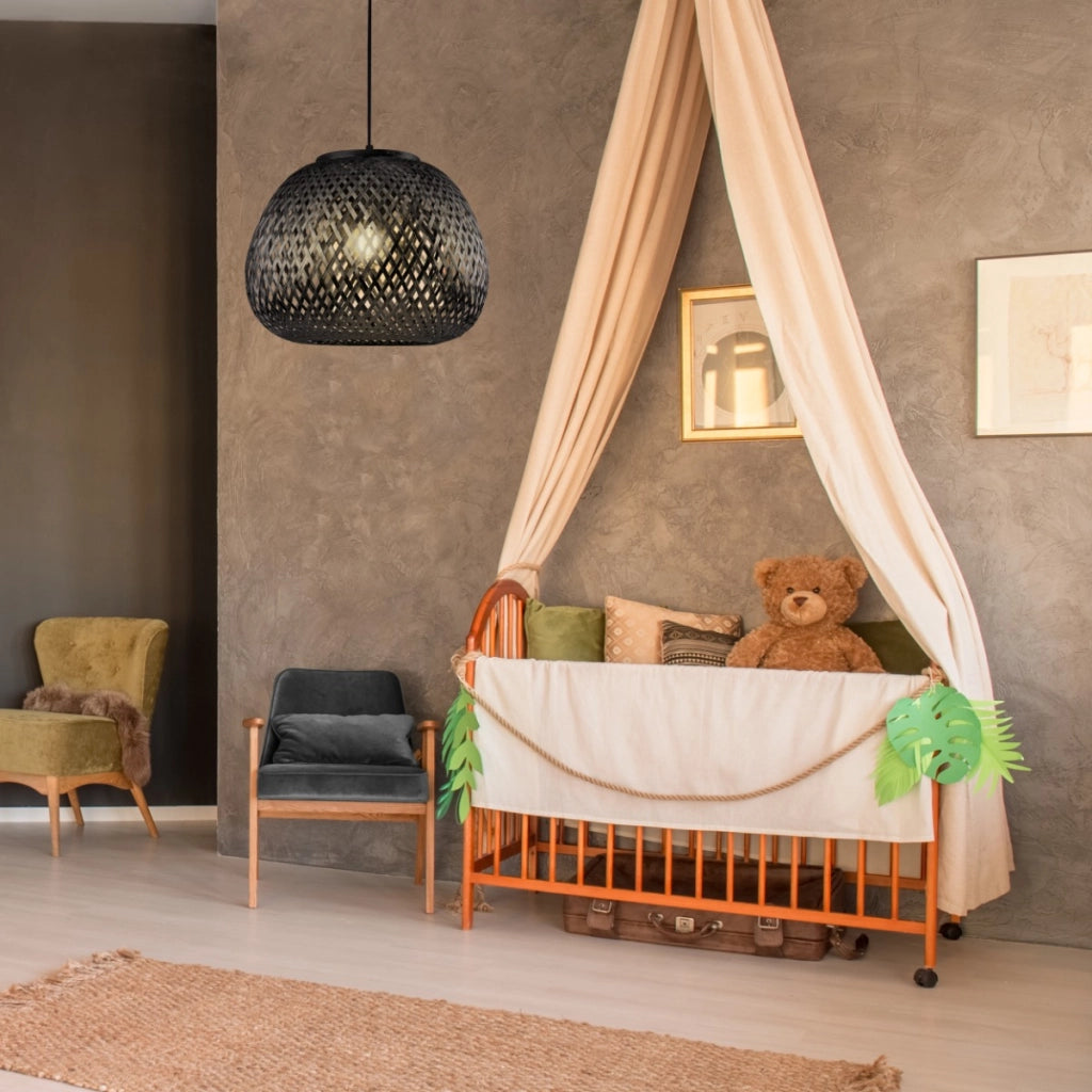 Lampada a sospensione boho nera Ø35 Zanzibar E27 Polux