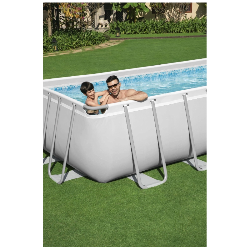 Piscina fuori terra rettangolare Bestway Power Steel 56465 549x274x122 cm con filtro, scaletta e copertura