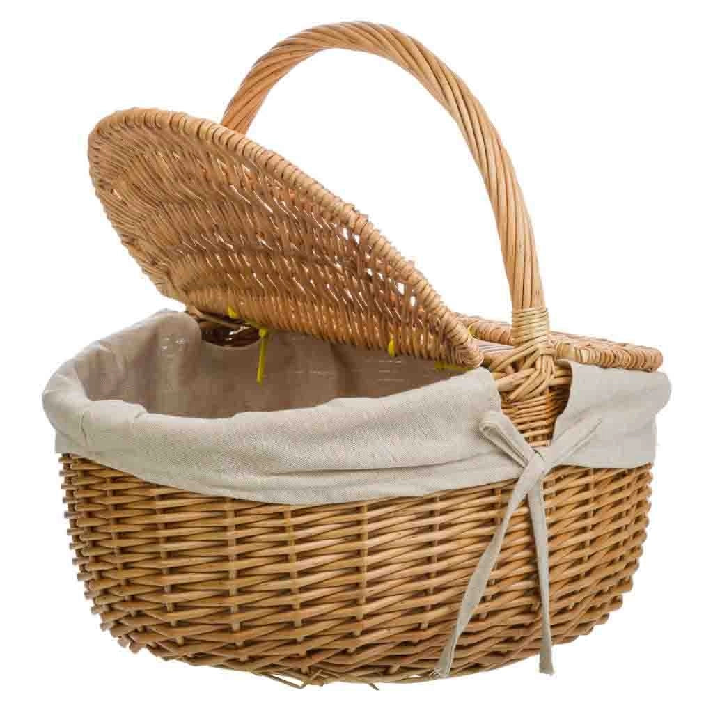 Cesto in vimini marrone foderato 41x32x19/15/37h