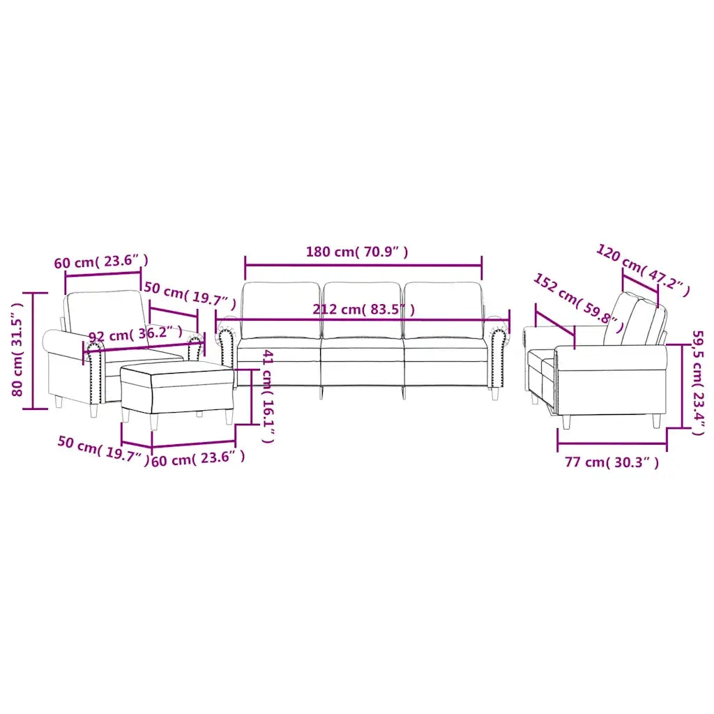 Set di Divani 4 pz con Cuscini Marrone in Velluto 3202187